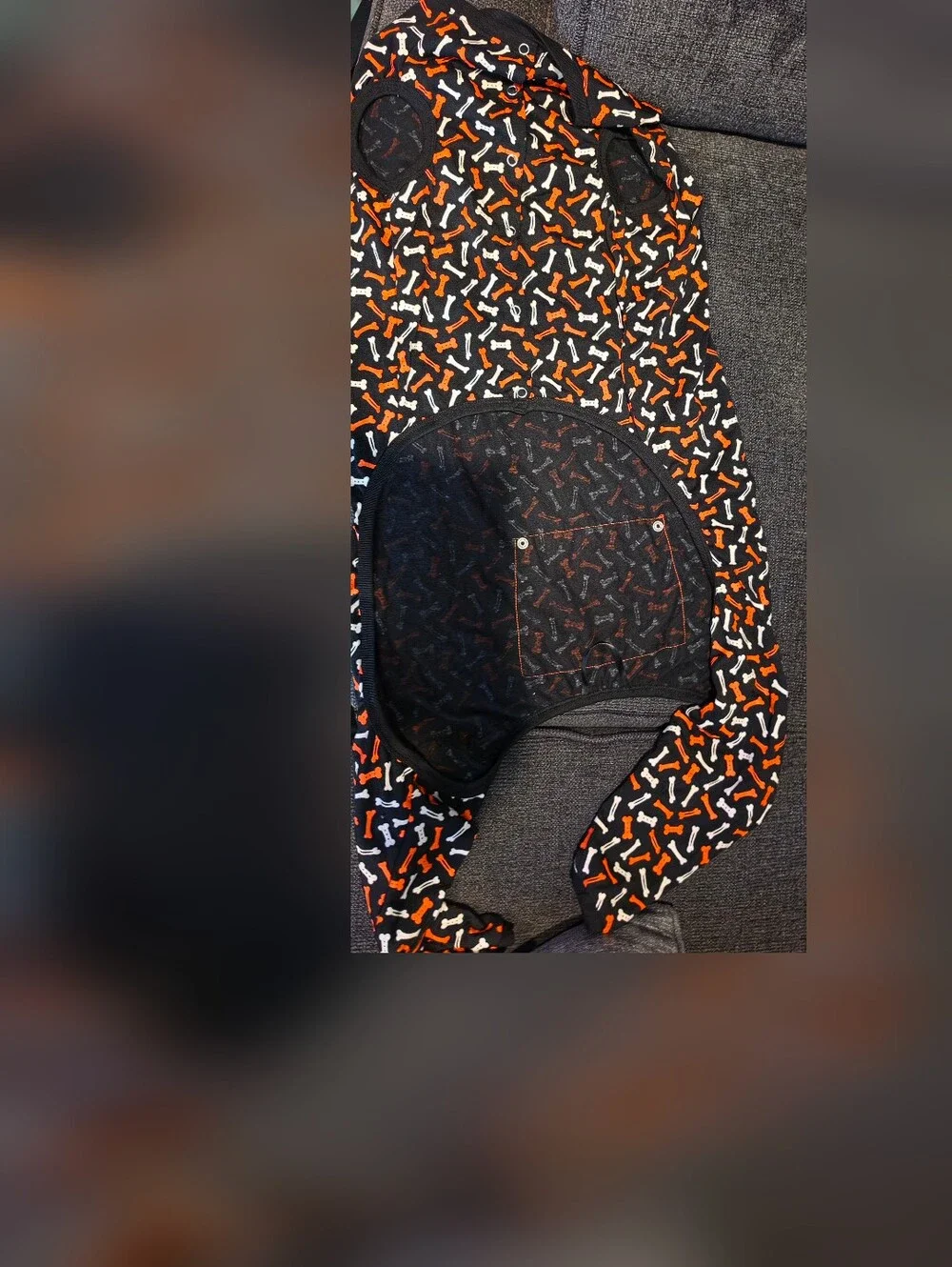 Orange & Black Bone Print Dog Jumpsuit